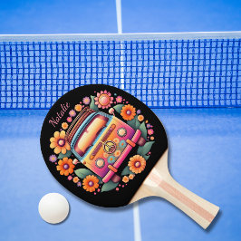 Retro 1960-talet Flower Buss Monogram Pingisracket