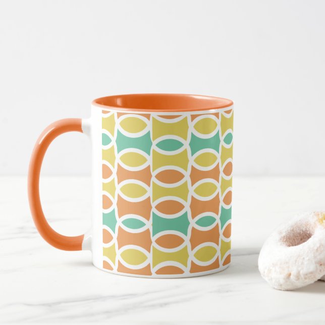 Retro 1960-talets Circles Ovaler Orange Teal Guld Mugg (Med munk)