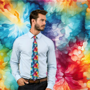 Retro 1960-talets färgfyllda tie-Dye Mönster Neck Slips