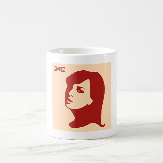 Retro 1960-talets minimalistiska kvinnoillustratio kaffemugg (Skapare uppladdad)
