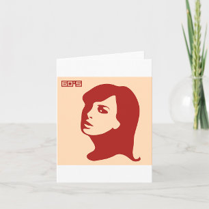 Retro 1960-talets minimalistiska kvinnoillustratio kort