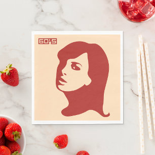 Retro 1960-talets minimalistiska kvinnoillustratio pappersservett