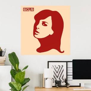 Retro 1960-talets minimalistiska kvinnoillustratio poster