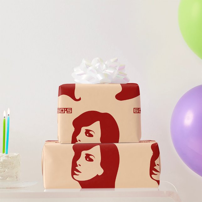 Retro 1960-talets minimalistiska kvinnoillustratio presentpapper (Skapare uppladdad)