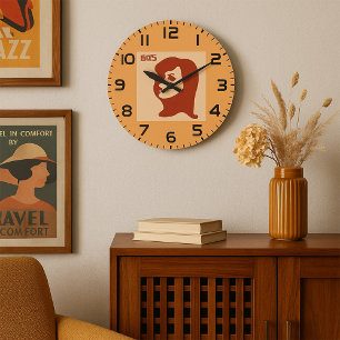 Retro 1960-talets minimalistiska kvinnoillustratio stor klocka