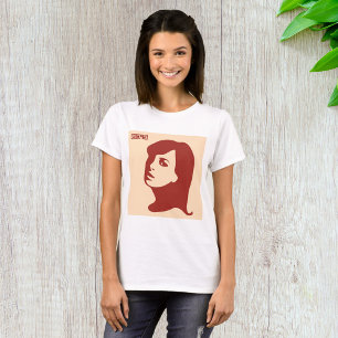 Retro 1960-talets minimalistiska kvinnoillustratio t shirt