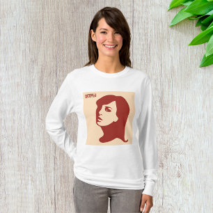 Retro 1960-talets minimalistiska kvinnoillustratio t shirt