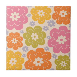 Retro 1960-talets Stil-Blommönster Kakelplatta