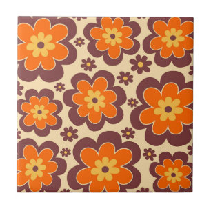 Retro 1960-talets Stil-Blommönster Kakelplatta
