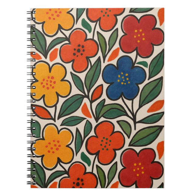 Retro 1960-tals stil blomster mönster anteckningsbok (Framsidan)