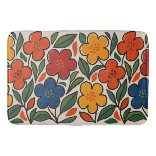 Retro 1960-tals stil blomster mönster badrumsmatta