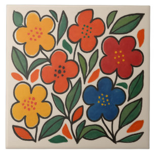 Retro 1960-tals stil blomster mönster kakelplatta