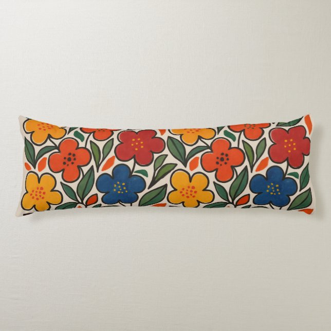 Retro 1960-tals stil blomster Mönster Kroppskudde (Framsidan)