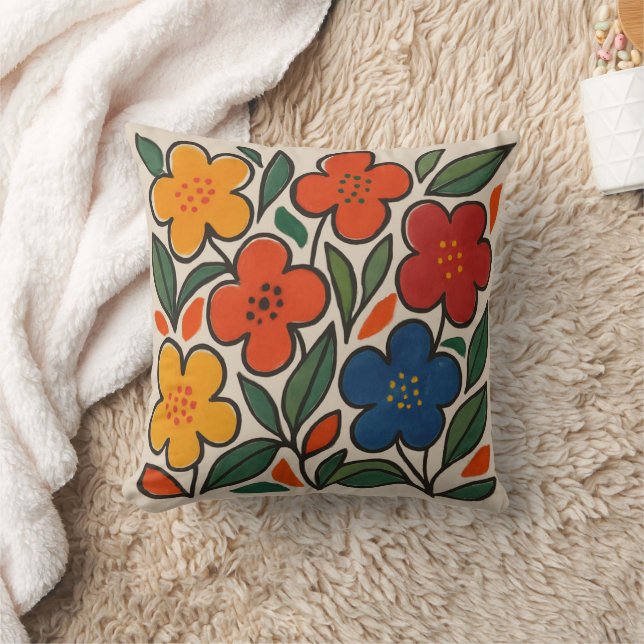 Retro 1960-tals stil blomster Mönster Kudde (Filt)