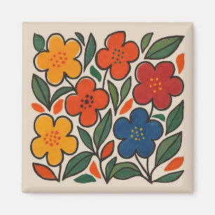 Retro 1960-tals stil blomster Mönster Magnet