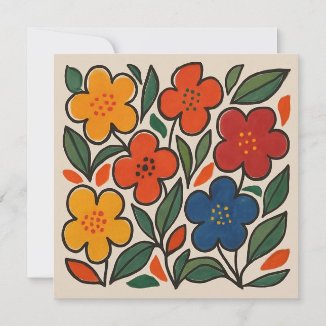 Retro 1960s Style Floral Pattern Inbjudningar (Framsida)
