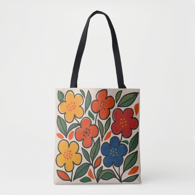 Retro 1960s Style Floral Pattern Tygkasse (Framsida)