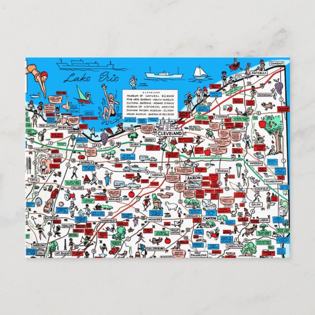 Retro 1966 Cleveland, Ohio karta vykort (Framsida)