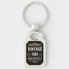 Retro 1966 Födelsedag Mannen Legenden 60-årsdag Rektangulärt Silverfärgad Nyckelring