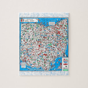 Retro 1966 Ohio karta pussel, 110 x 10 tum Pussel