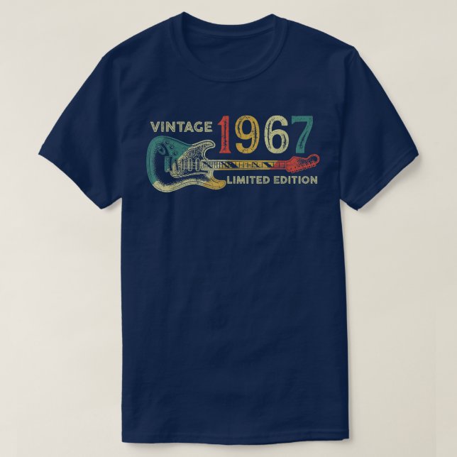 Retro 1967-födelsedagspresent för manar Guitar Pla T Shirt (Design framsida)