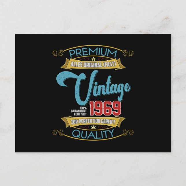 Retro 1969 Vintage Älskare Roligt Födelsedagsprese Vykort (Framsida)