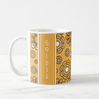 Retro 1970 Mustardgul Blomma Kaffemugg