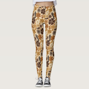 Retro 1970-tal Blommönster Leggings
