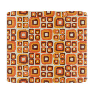 Retro 1970-tal Mid Century Orange och Brun Geometr
