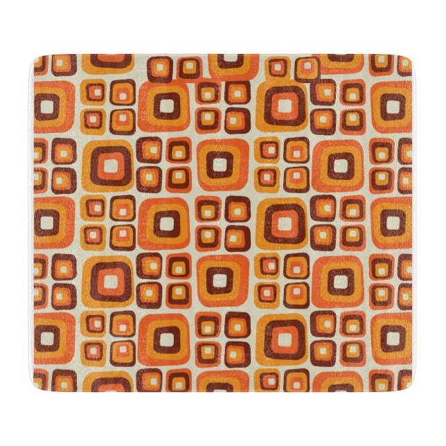 Retro 1970-tal Mid Century Orange och Brun Geometr (Framsidan)