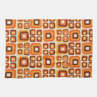 Retro 1970-tal Mid Century Orange och Brun Geometr Kökshandduk