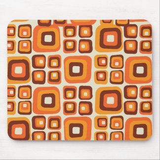 Retro 1970-tal Mid Century Orange och Brun Geometr Musmatta