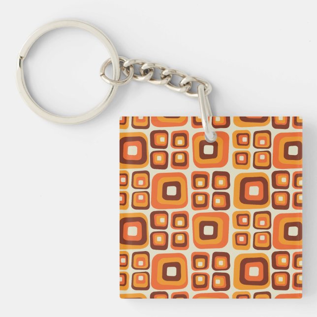 Retro 1970-tal Mitt 1900-tal Orange och Brun Geome (Framsidan)