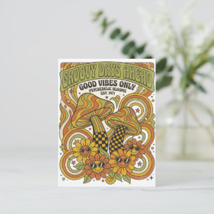Retro 1970-tal Psykedelisk Design med Svamp Vykort