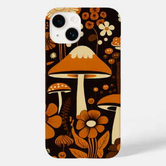 Retro 1970-talet Brown & Orange svamp & blommor