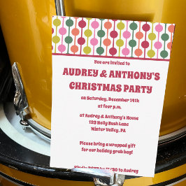 Retro 1970-talet Mönster Anpassningsbar jul Party Inbjudningar