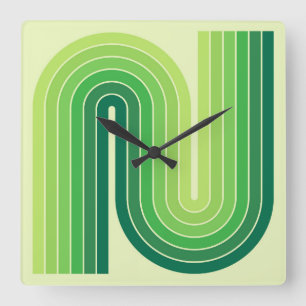 Retro 1970-talet Stil-armade Rand Geometric Mönste Fyrkantig Klocka