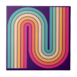 Retro 1970-talet Stil-armade Rand Geometric Mönste Kakelplatta<br><div class="desc">Färgfull 70-tal Retro Vintage Stil Geometric Mönster..</div>