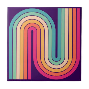 Retro 1970-talet Stil-armade Rand Geometric Mönste Kakelplatta