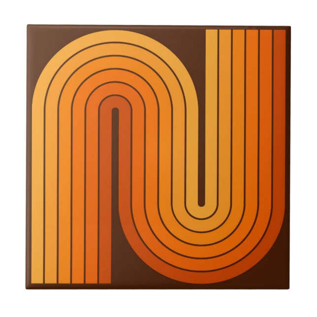 Retro 1970-talet Stil-armade Rand Geometric Mönste Kakelplatta (Framsidan)
