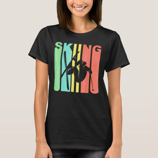 Retro 1970-talet Stil Extreme Skier Silhouette Ski T Shirt (Framsida)