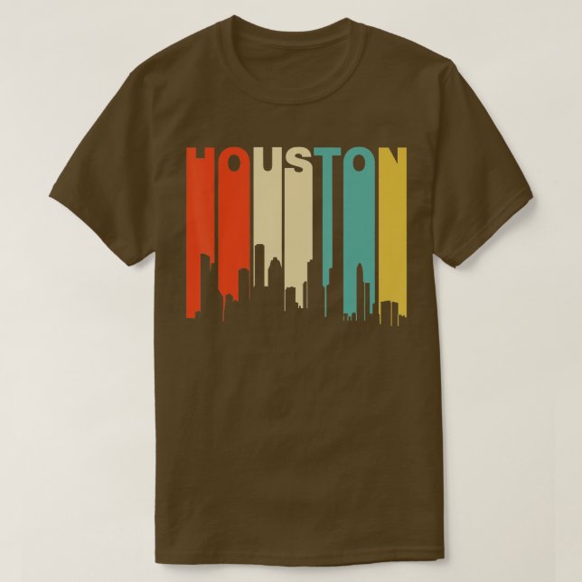 Retro 1970-talet Stil Houston Texas Skyline T Shirt (Design framsida)