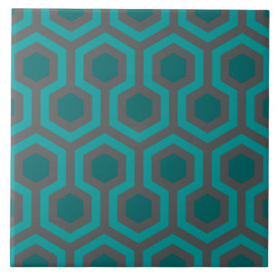 Retro 1970-talet Teal Turquise Grönt Abstrakt Mö Kakelplatta