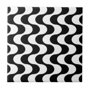 Retro 1970-talet Vågigt Op-Art Rand Mönster Kakelplatta