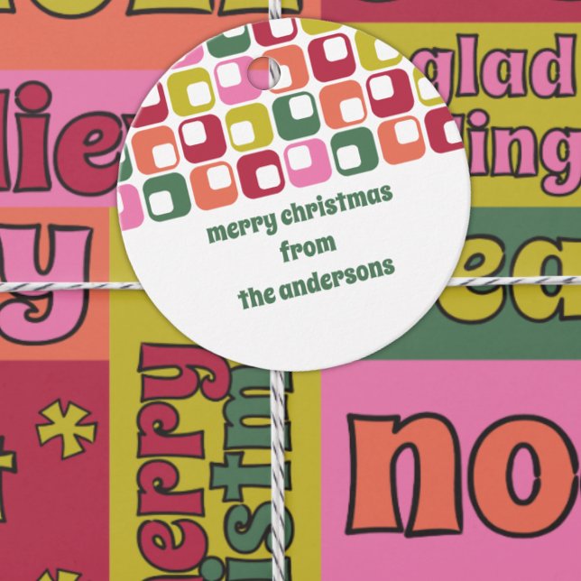 Retro 1970-talets Geometric Mönster-jul Gåvor Etiketter (Skapare uppladdad)