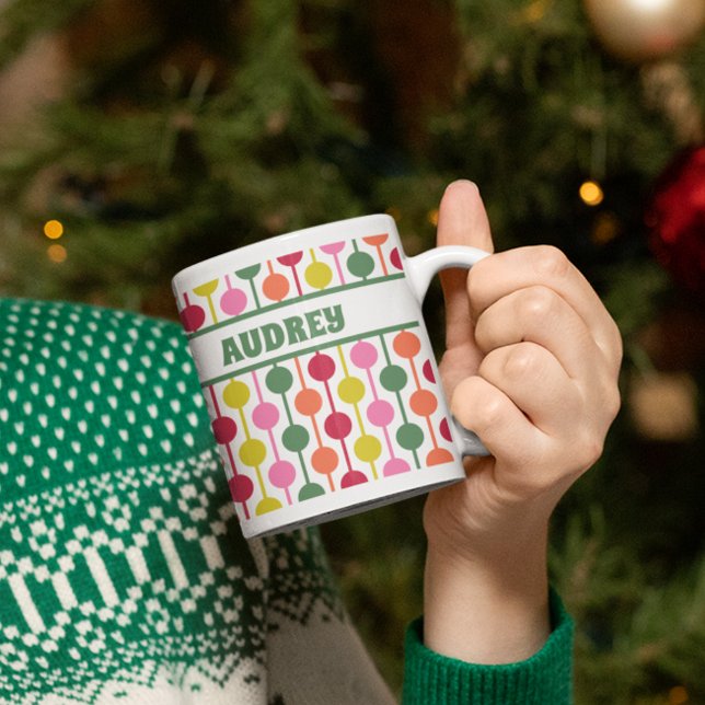 Retro 1970-talets geometriska jul Mönster Kaffemugg (Skapare uppladdad)