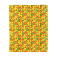Retro 1970-talets Gult Orange Flowers