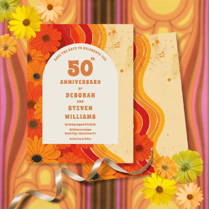 Retro 1970-tals 50-års bröllopsdag Spara datumet Vykort