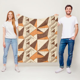Retro 1970-tals geometriskt valv-mönster i bränd s fleecefilt