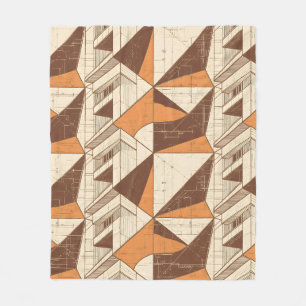 Retro 1970-tals geometriskt valv-mönster i bränd s fleecefilt